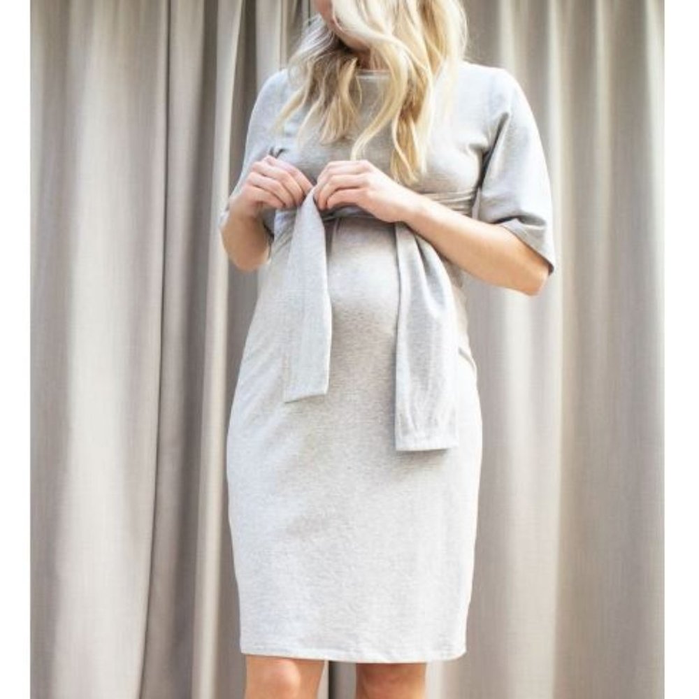 Boob Design Haley Organic Nursing & Maternity Dress in Grey Melange sz XS